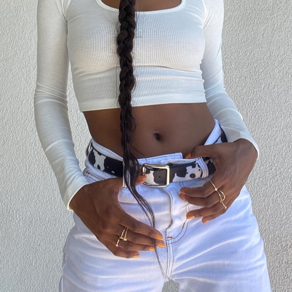 Western babe cow print belt